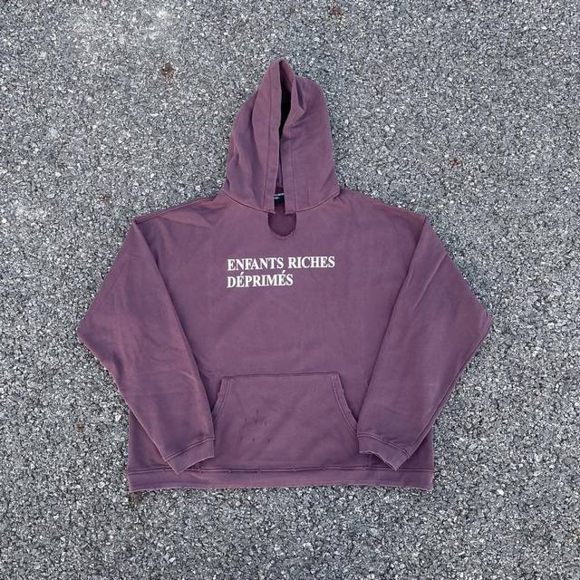 款号E30 实拍 今年穿富二代一定会暴富 李惠利同款 Enfants Riches Deprimes 忧郁的富二代基础标领口圆弧设计基础短宽版型帽衫 面料采用定