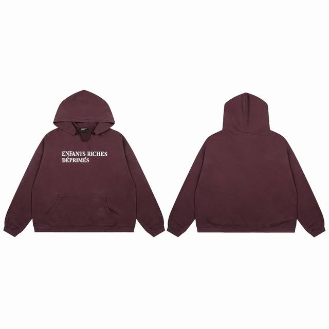 款号E30 实拍 今年穿富二代一定会暴富 李惠利同款 Enfants Riches Deprimes 忧郁的富二代基础标领口圆弧设计基础短宽版型帽衫 面料采用定