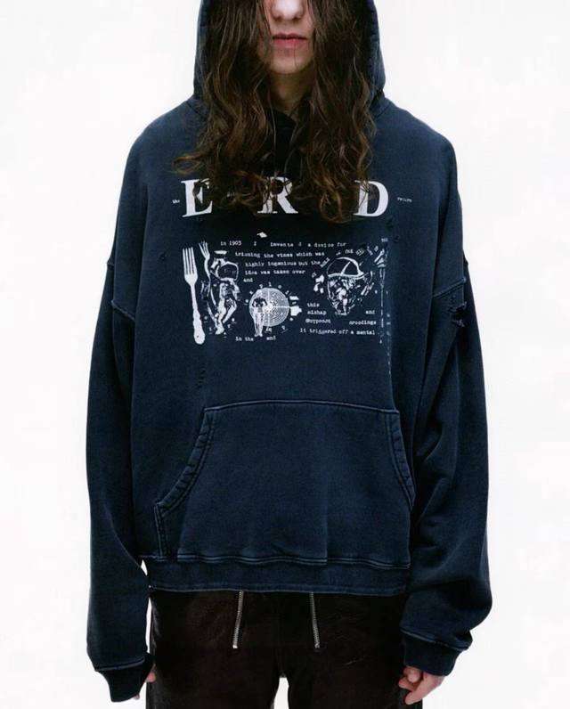 款号E50 实拍图 Enfants Riches Deprimes 战争中的我 忧郁的富二代新款 Bts Nba球星 超多明星上身 Erd做旧破坏水洗割破连帽衫