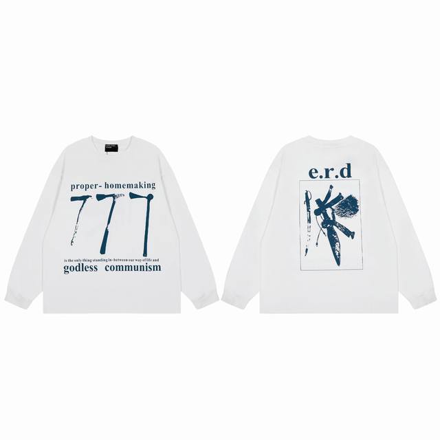 款号810 实拍 今年穿富二代一定会暴富 Enfants Riches Deprimes 忧郁的富二代777涂鸦长袖 下摆卷边设计 面料采用定织260G32支双