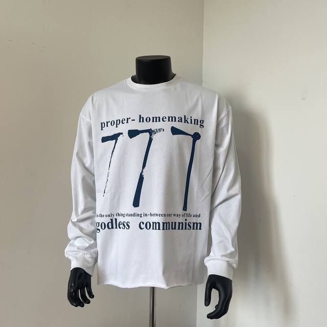 款号810 实拍 今年穿富二代一定会暴富 Enfants Riches Deprimes 忧郁的富二代777涂鸦长袖 下摆卷边设计 面料采用定织260G32支双