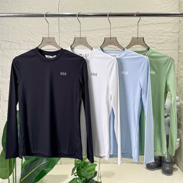 Helly Hansen Hh 海丽汉森女款瑜伽服，女士圆领塑身衣打底衫户外休闲四面弹长袖T恤。 颜色：黑色 白色 蓝色 绿色 尺码：M L Xl 2Xl M
