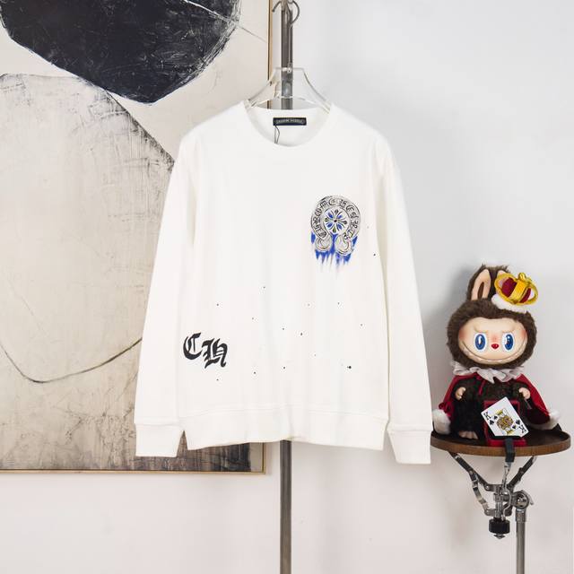 Zp版本［独家供应］ Chrome Hearts 克罗心 2025Fw秋冬新款 420克套头圆领长袖卫衣 Ch马蹄印梵文涂鸦字母Logo 压花工艺 男女同款 品