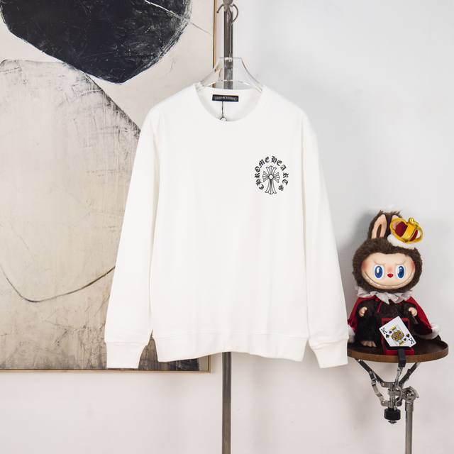 Zp版本［独家供应］ Chrome Hearts 克罗心 2025Fw秋冬新款 420克套头圆领长袖卫衣 Ch后背大杂烩马蹄梵文十字架胶印字母Logo 压花工艺