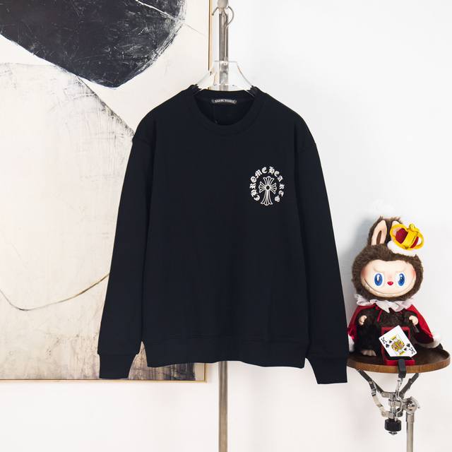 Zp版本［独家供应］ Chrome Hearts 克罗心 2025Fw秋冬新款 420克套头圆领长袖卫衣 Ch后背大杂烩马蹄梵文十字架胶印字母Logo 压花工艺