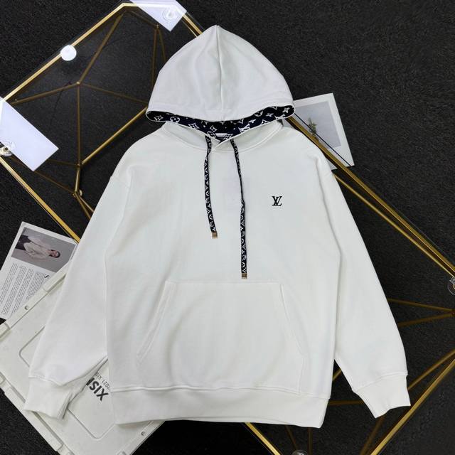 上新 纯原臻品 顶级复刻 Louis Vuitton Lv路易威登新款经典提花休闲连帽卫衣 - 款号：W230163 - 颜色：白色 藏青色 - 购入原版开模打