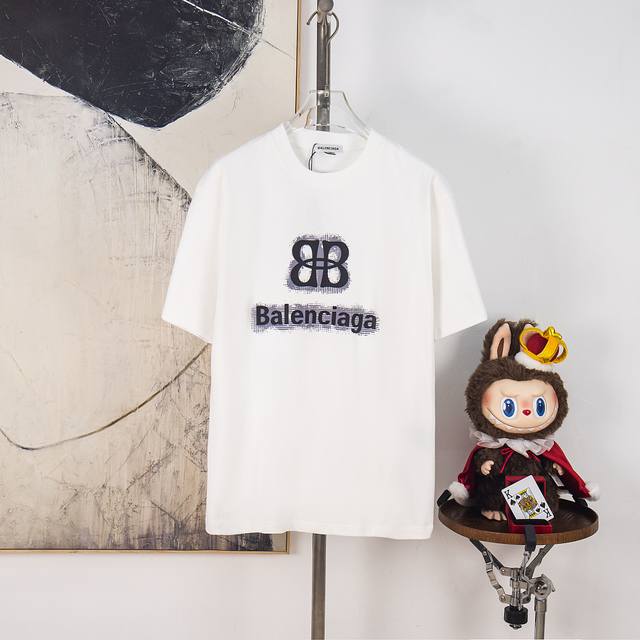 Zp版本［独家供应］ Balenciaga 巴黎世家 300克圆领短袖T恤 品牌经典 胶印 双层立体 字母Logo压花工艺 官方同步 高版本 高品质 时尚个性