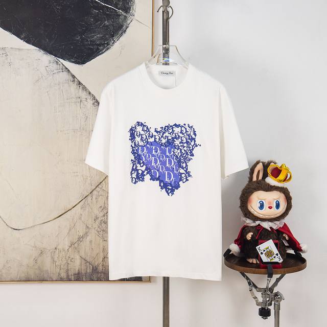 Zp版本［独家供应］ Dior 迪奥 300克圆领短袖T恤 品牌经典 蝴蝶 胶印 字母Logo压花工艺 官方同步 高版本 高品质 时尚个性 百搭潮流 纯原品质