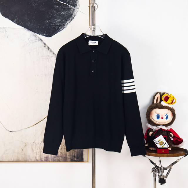 Zp版本［独家供应］ Thom Browne 汤姆布朗 经典四条杠针织Polo衫 翻领毛衣羊毛衫 进口羊毛混纺面料 升级，灵感源自八十年代复古 原版面料 官方同