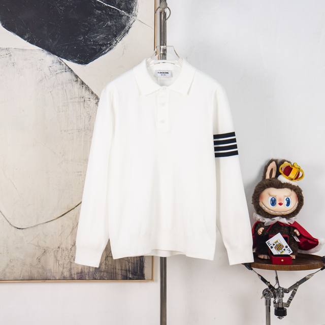 Zp版本［独家供应］ Thom Browne 汤姆布朗 经典四条杠针织Polo衫 翻领毛衣羊毛衫 进口羊毛混纺面料 升级，灵感源自八十年代复古 原版面料 官方同