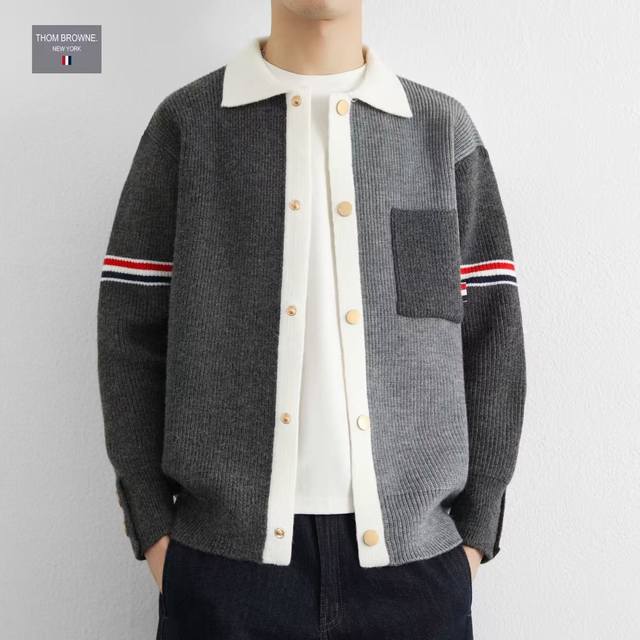 Tb汤姆布朗海外版25Ss新款慵懒风宽松版情侣款提花开衫毛衣！ 采用针织面料 舒适透气 有质感 做工精细 走线规则 落肩袖宽松版 不挑身材 男女同款情侣款 颜色