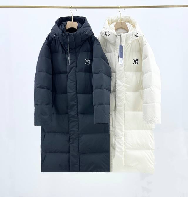 新款上新 实拍图 2025Fw秋冬Mlb官网新款长款鹅绒情侣连帽羽绒服 货号 Djec9 在售4199 80鹅绒填充 轻盈保暖 胸口刺绣小标，下摆压胶防水拉链，