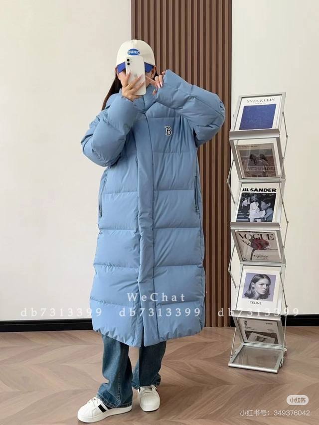 新款上新 顶级版本 Mlb Ny专柜同步情侣长款连帽后背Ny大标羽绒服 24冬季新品Ny洋基队 后背大标镂空 长款连帽羽绒服 韩国Mlb羽绒服长款连帽Ny背大标