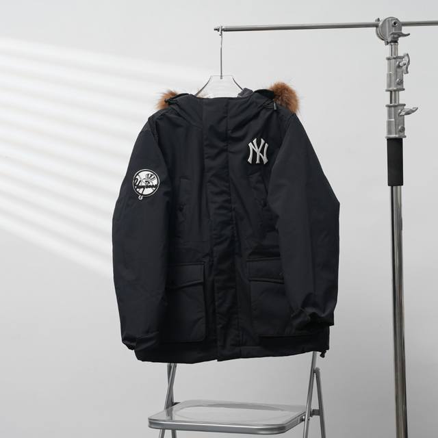 工厂P直供 Mlb丨Mlb袖章工装毛领羽绒服 配色：黑色 尺码：Xs-Xxl