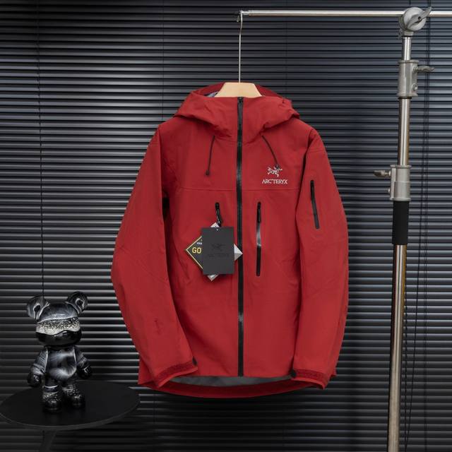 顶级版本Arcteryx始祖鸟 Alpha系列 Sv 第7代 Gore-Tex Pro 刺绣Logo图案休闲运动连帽拉链硬壳冲锋衣滑雪服破晓蓝 货号：X0000