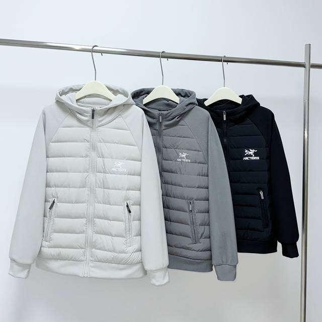 供 控 Arc‘Teryx 始祖鸟针织冬季保暖男士羽绒服！ 这款羽绒服在被打湿后仍可锁温保暖，面料透气、耐用，富有弹性的侧面嵌料贴合身形， 柔软灵活！ 基本信息