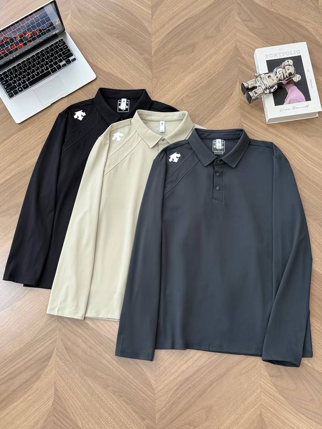 7751# 迪桑特Descent 立领翻领运动长袖男户外健身投篮速干打底衫卫衣衣 功能型速干，上身超级舒服，男士内搭打底良品！好货不多，速度备起来啦！ 纯正出口