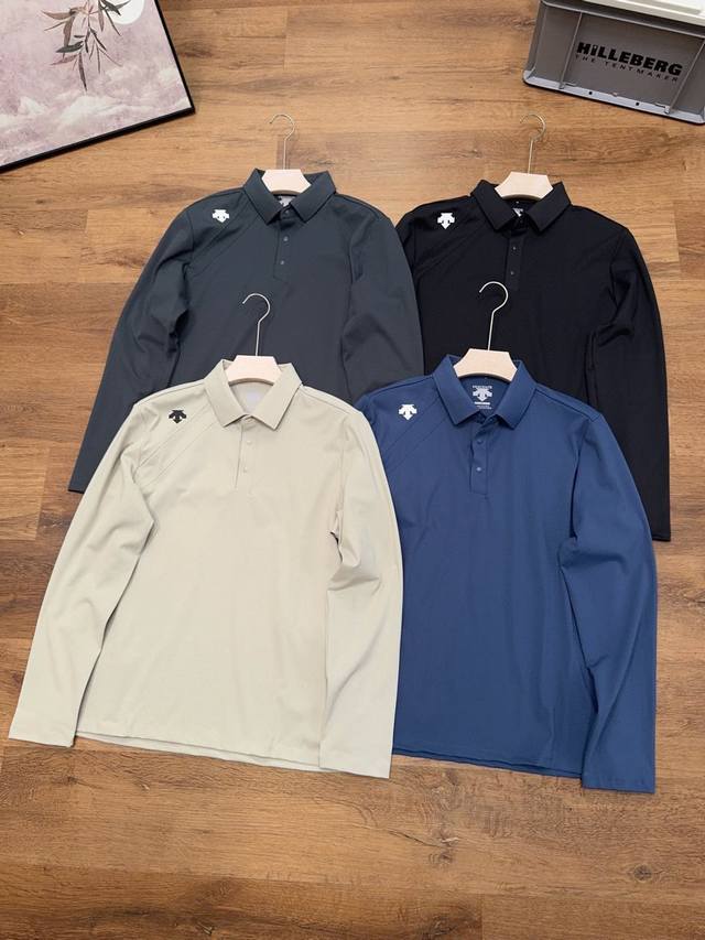 供 控 Descente 迪桑特专柜男士 休闲运动Polo长袖衫 锦氨材质的混纺B1111柔软与丝滑兼顾，不失悬垂性和柔顺度！具有纯棉的细腻纹理，有腔调也很高级