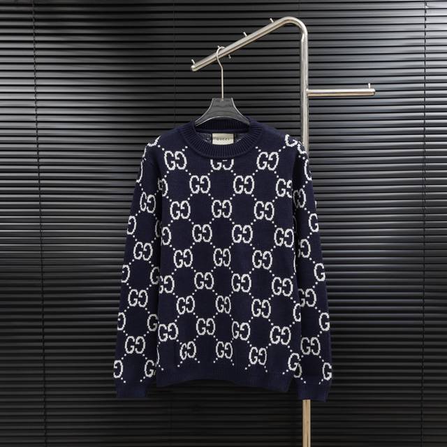 款式：古驰Gucci满印双扣针织长款毛衣 尺码：S-Xxl 面料：羊毛混纺 辅料：全套定制原版辅料 无性别区分 男女同款