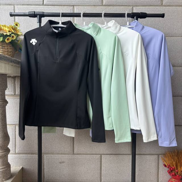 供 控 Descente 迪桑特25秋季新款！女士户外运动训练跑步半拉链长袖！掌柜力荐！观网门店同步！面料弹力舒适透气吸湿！一体绒面！秋冬易可当内搭！手感柔软亲