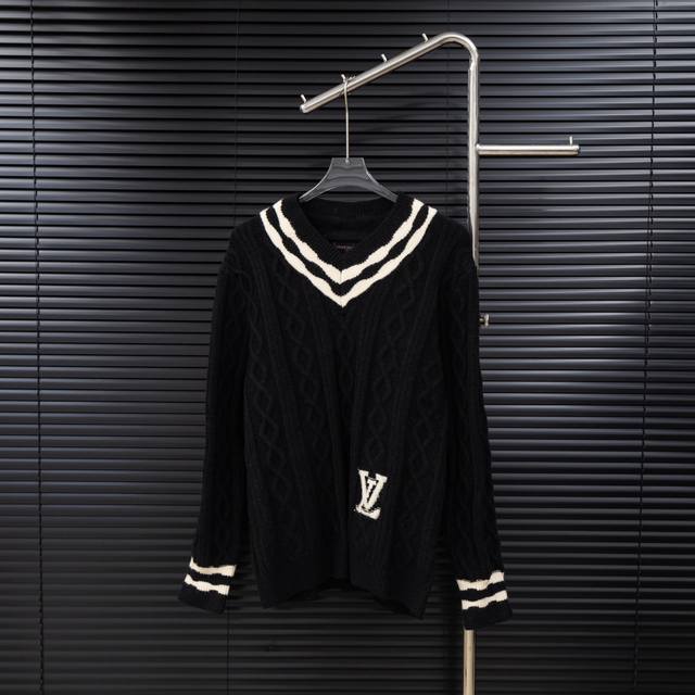款式：路易威登Lv编织V领提花长款毛衣 尺码：S-Xxl 面料：羊毛混纺 辅料：全套定制原版辅料 无性别区分 男女同款