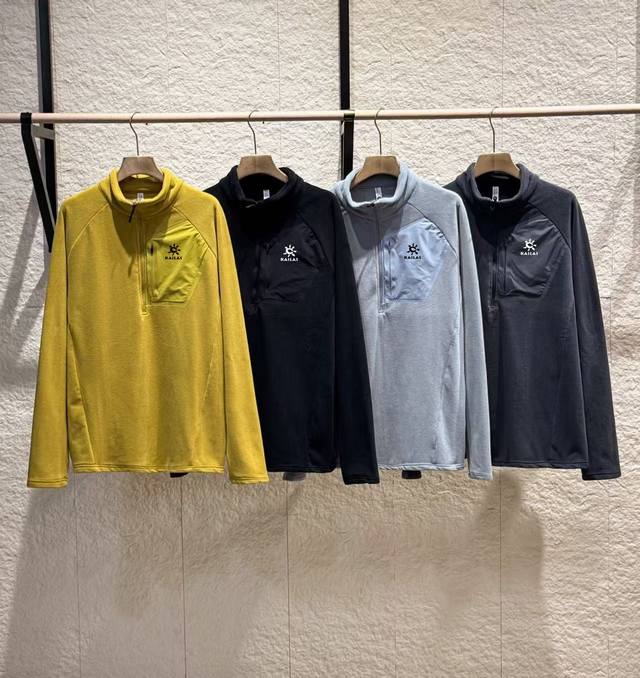 供 控 凯乐石Kailas秋冬新款半拉链奥粒绒抓绒衣 320克 奥粒绒，轻户B1318外可蓄热系列，高弹一体绒面料带有导电丝纤维 ，具全面抗静电功能，减少冬日静