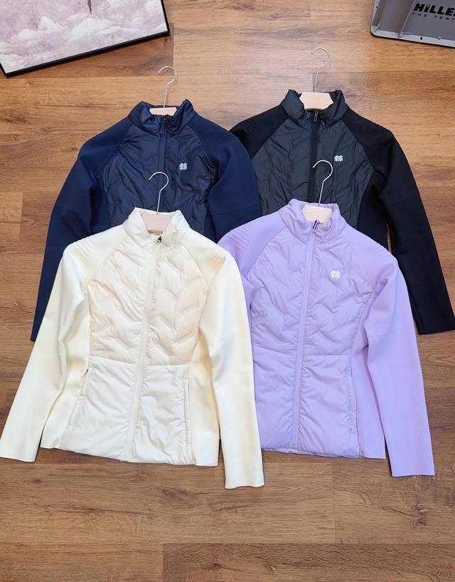 供 控 #90羽绒服 女款# 可隆24柜子新款修身运A9998动休闲针织一体羽绒服 米白 黑色 藏青 紫色 尺码S到2Xl 细节1.1完美做工 前后压胶超声波工