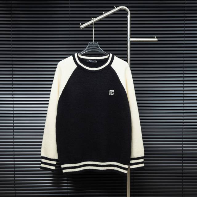款式：Balmain巴尔曼拼接条纹长袖毛衣 尺码：S-Xxl 面料：羊毛混纺 辅料：全套定制原版辅料 无性别区分 男女同款