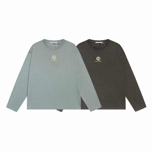 Acne Studios 微标字母复古Ac风格休闲宽松休闲圆领长袖T恤上衣 款号：Ac08 码数：S-M-L-Xl 颜色：蓝色-褪色黑 价格P：