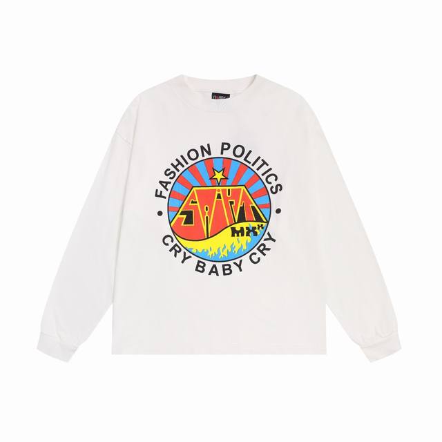 美式潮流Saint Michael字母复古印花做旧休闲宽松长袖T恤 面料：260G 款号：Sm655 码数：S-M-L-Xl 颜色：白色 价格P：