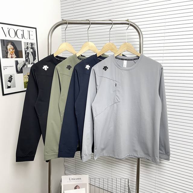 供 控 Descente迪桑特户外休闲运动速干弹力长袖打底 运动 健身训练 跑步长袖T恤 -春季百塔款式，打底 面料舒适透气 百搭运动休闲今天这款，性价比超高，