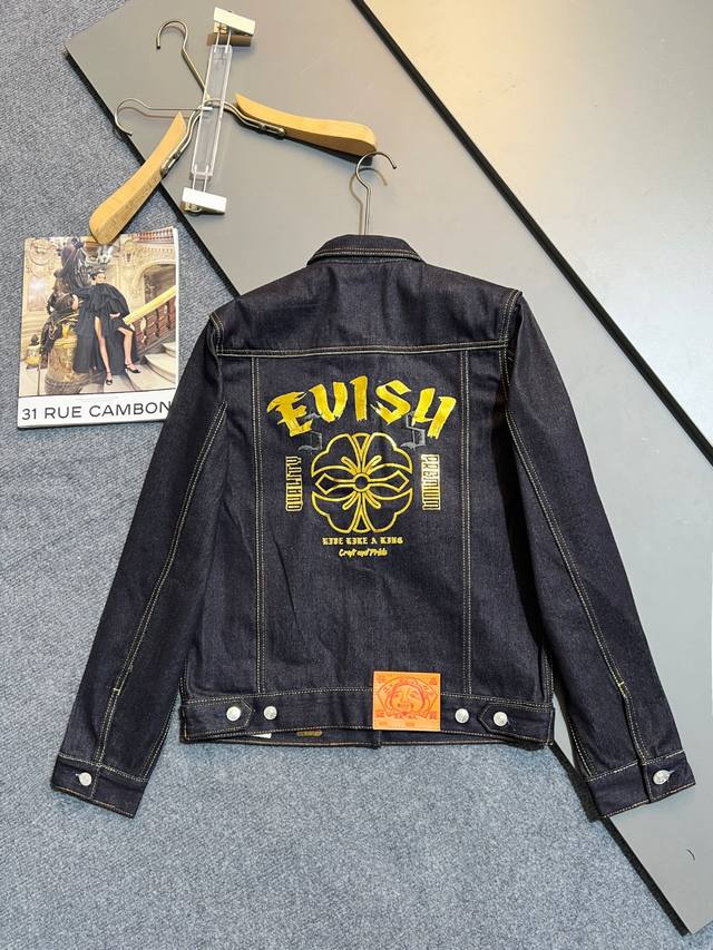 Evisu 秋冬 多重商标元素印花牛仔夹克 男款 牛仔蓝 工艺：刺绣+印花 尺码：S-2Xl码