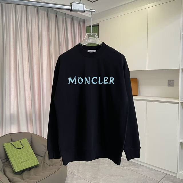 Moncle* 蒙口2025秋冬新款 个性Logo印花 定制面料400G 圆领卫衣 男女同款 尺码：S M L Xl Xxl 五个码 颜色：黑色 白色