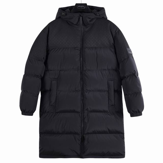 特级 ｜路易威登 Ecodown Fw25 双拼压纹老花 混合面料连帽 可卸帽 轻奢时尚长款羽绒服男女款#V02# :48# 50# 52# 54# 56# 产