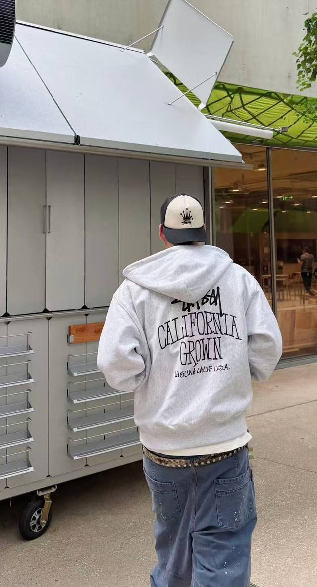 Stussy-920# Stussy加州字母印花 连帽拉链印花卫衣男女同款 雾霾蓝、 黑色、灰色、S-Xl