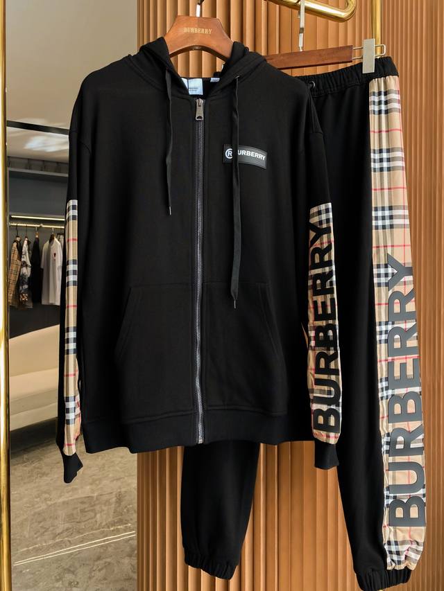 Bbr 巴宝莉 Vintage格纹裁片棉质宽松运动卫衣外套 Bur王牌尖货，镇店之宝 你们心心念的套装来了，接下来还有多个运动套装上新，秋冬款火热上线了，套装卫