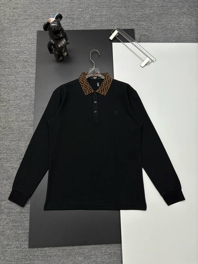Fendi 芬迪 新款刺绣长袖Polo衫 原版面料 官方同款 采用250克纯棉珠地面料，定制 同缸染面料 手感非常舒服爽滑 版型挺阔有型 一线品牌代工厂P出品