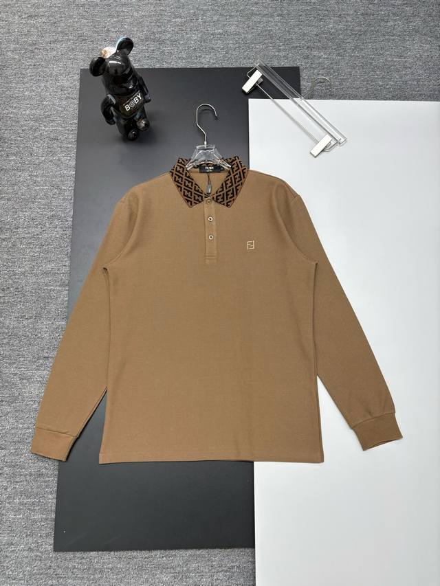 Fendi 芬迪 新款刺绣长袖Polo衫 原版面料 官方同款 采用250克纯棉珠地面料，定制 同缸染面料 手感非常舒服爽滑 版型挺阔有型 一线品牌代工厂P出品