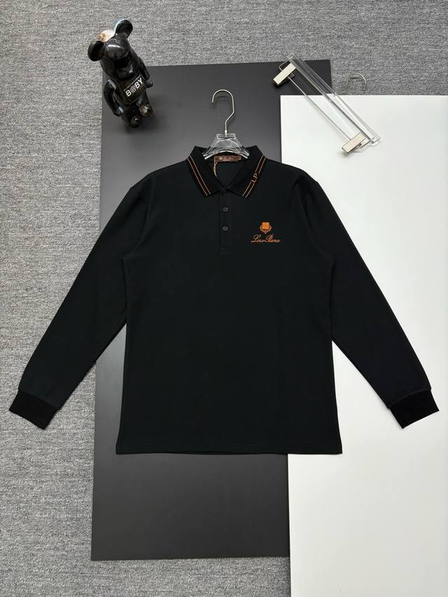 Loro Piana 乐罗皮亚纳 新款刺绣长袖Polo衫 原版面料 官方同款 采用250克纯棉珠地面料，定制 同缸染面料 手感非常舒服爽滑 版型挺阔有型 一线品