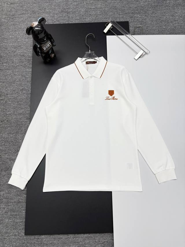 Loro Piana 乐罗皮亚纳 新款刺绣长袖Polo衫 原版面料 官方同款 采用250克纯棉珠地面料，定制 同缸染面料 手感非常舒服爽滑 版型挺阔有型 一线品