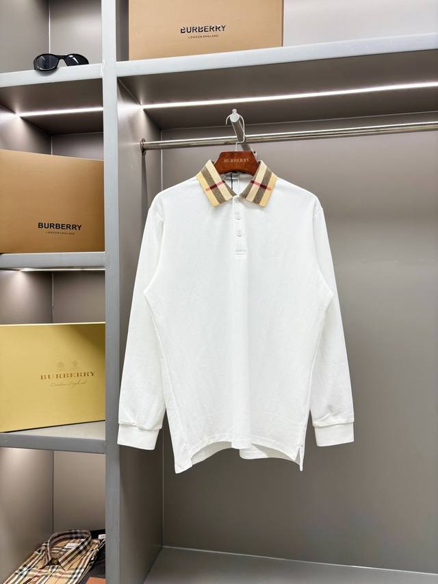 格纹领口男女同款珠地棉质长袖Polo衫 Bur王牌渠道，面料是Yn面料，一直都用这家B家面料供货商，直接订的面料，但是这个面料商非常牛，几百件的面料人家根本不会