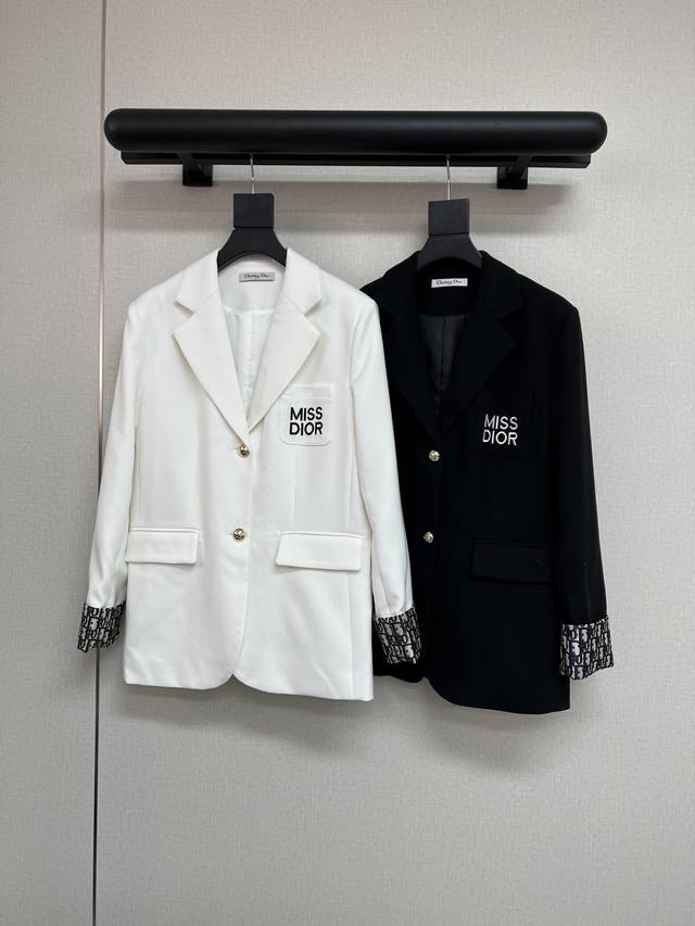 高品质 Dio* 25Ss新款休闲西装外套 字母刺绣装饰 高级纽扣 提花袖子拼接 高品质 两色三码