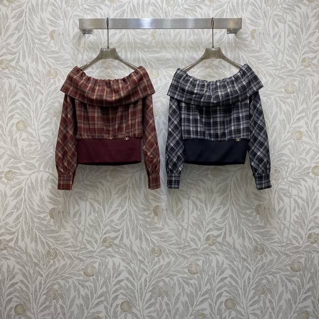 Va★ Fw 性感一字翻领金属扣点缀短减龄上衣，高级面料，颜色:图片2色，面料:精纺羊毛混纺面料 Smlxl