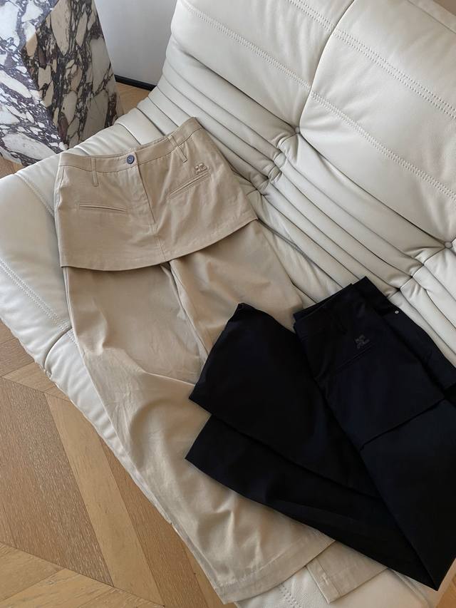 25Pf秋冬 小众设计屁帘假两件长裤 时髦叠穿假两件式 版型利落裁剪 简而有型 通勤百搭打破常规 解锁时髦元素推荐 2色3码