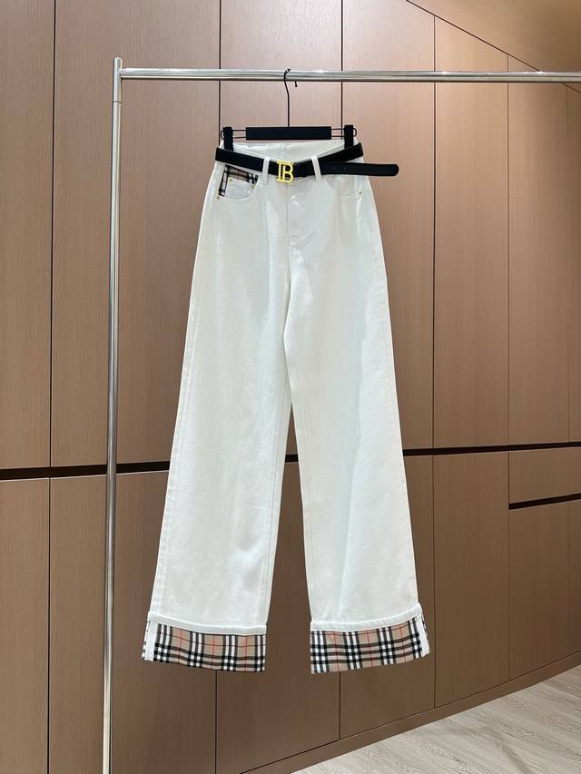 爆款现货 设计师 原创｜2025 撞色卷边牛仔裤 定制Yb斜纹棉牛仔材质 工艺洗水处理 呈现立体贴牌图案 定制面辅料 高雅显气质 直筒长裤剪裁 骨位线条呼应相得