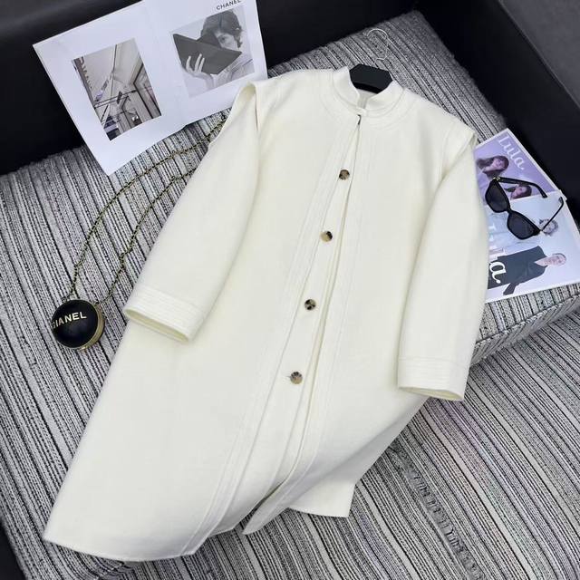 强烈推荐 25年早秋冬系列 Lp*新款两穿式两件套双面羊毛长款大衣外套 经典西装立领口设计 腰间系腰带 两件皆可单穿超级加分 低调奢华 简约大气 Sml。