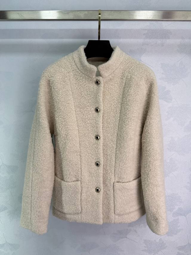 Chane*2025秋冬新款羊毛摇粒绒外套 25Coco滑雪系列#定制Yb羊毛摇粒绒材质 舒适保暖 质感上乘 圆领外套版型 小立领设计优雅时髦 通体毛绒绒颗粒感