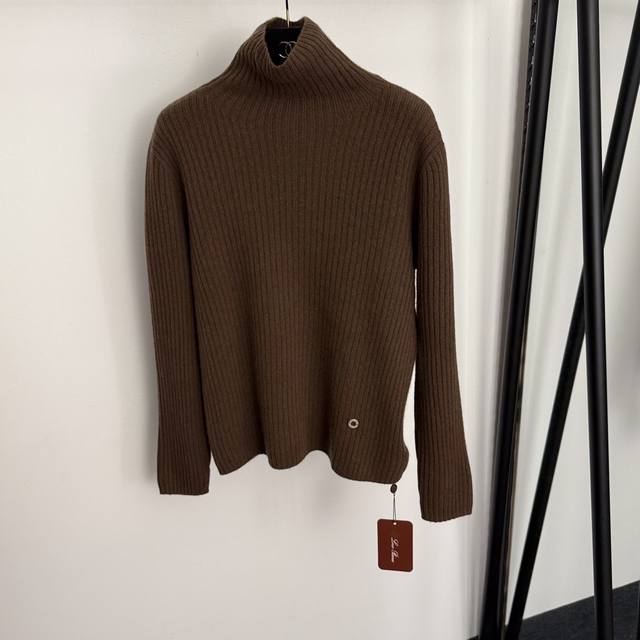 款号20256901 Loro Piana*Lp新款 金属圈圈装饰 保暖冬季厚款羊绒羊毛混纺高领长袖毛衣打底针织衫，米白色，红色，灰色，黑色，咖啡色，蓝色，咖色