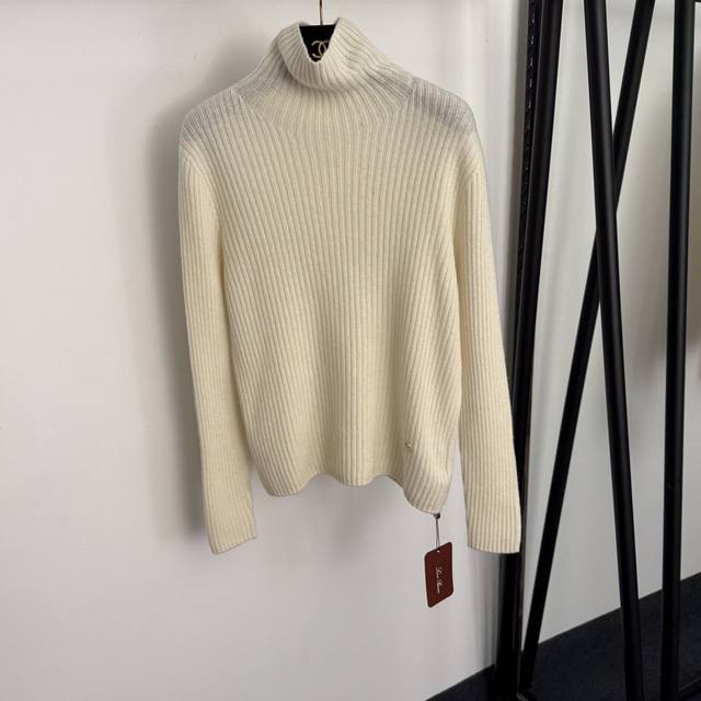款号20256901 Loro Piana*Lp新款 金属圈圈装饰 保暖冬季厚款羊绒羊毛混纺高领长袖毛衣打底针织衫，米白色，红色，灰色，黑色，咖啡色，蓝色，咖色