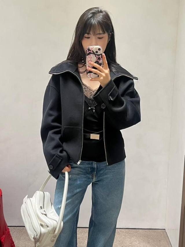 Acne Studi*S 25Fw秋冬新款 羊绒羊毛混纺立领拉链夹克丨独家Yb开发！高版出品！采用羊绒+羊毛混纺面料，自带细腻绒感，触肤柔软温暖，浅燕麦 经典黑